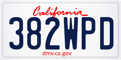 CA license plate 382WPD