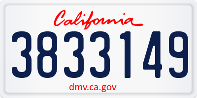 CA license plate 3833149