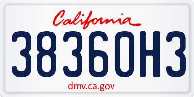 CA license plate 38360H3