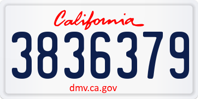 CA license plate 3836379