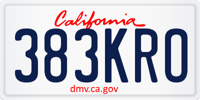 CA license plate 383KRO