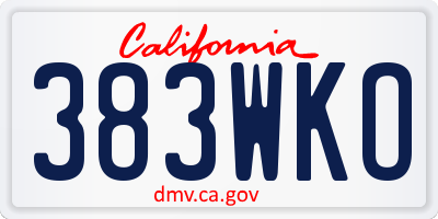 CA license plate 383WKO