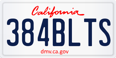 CA license plate 384BLTS