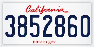 CA license plate 3852860