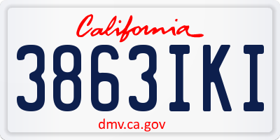 CA license plate 3863IKI