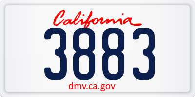 CA license plate 3883