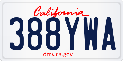 CA license plate 388YWA