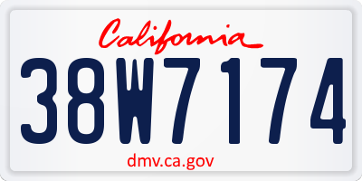 CA license plate 38W7174