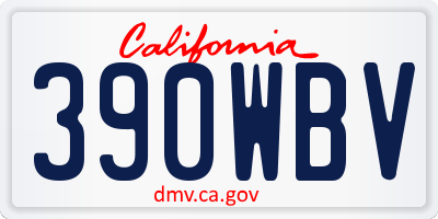 CA license plate 390WBV