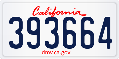 CA license plate 393664