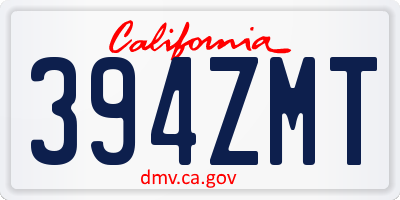 CA license plate 394ZMT