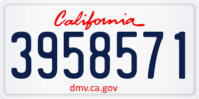 CA license plate 3958571