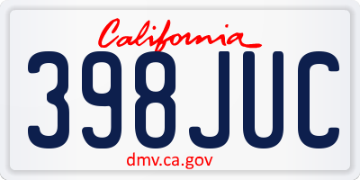 CA license plate 398JUC