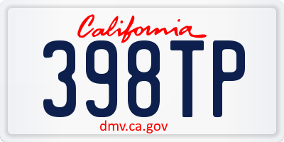 CA license plate 398TP