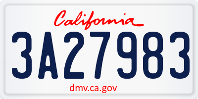 CA license plate 3A27983