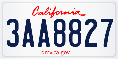 CA license plate 3AA8827