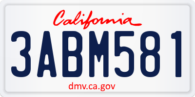 CA license plate 3ABM581