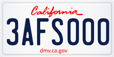 CA license plate 3AFS000
