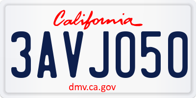 CA license plate 3AVJO50