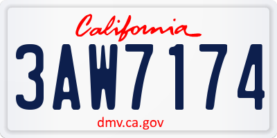 CA license plate 3AW7174