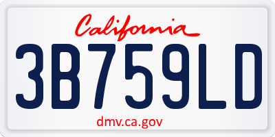 CA license plate 3B759LD