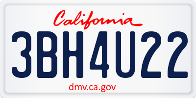 CA license plate 3BH4U22