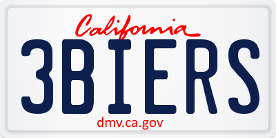 CA license plate 3BIERS