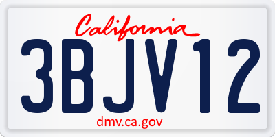 CA license plate 3BJV12