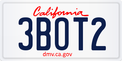 CA license plate 3BOT2