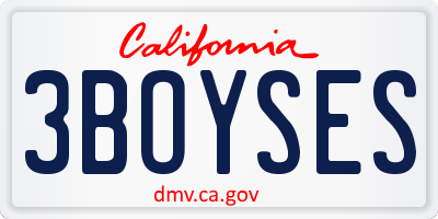 CA license plate 3BOYSES