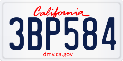 CA license plate 3BP584