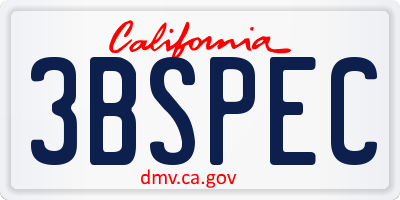 CA license plate 3BSPEC