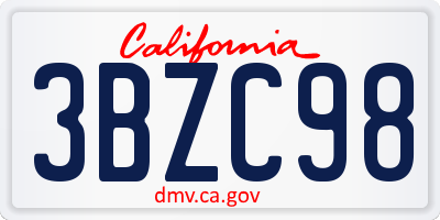 CA license plate 3BZC98