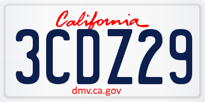 CA license plate 3CDZ29