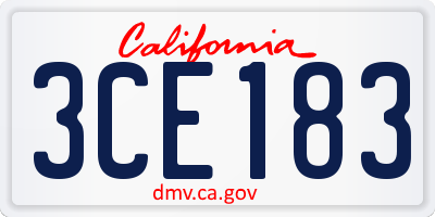 CA license plate 3CE183