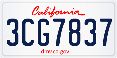 CA license plate 3CG7837