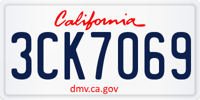 CA license plate 3CK7069