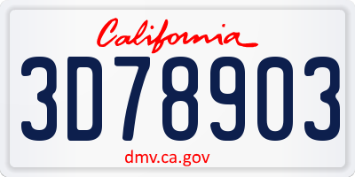 CA license plate 3D78903