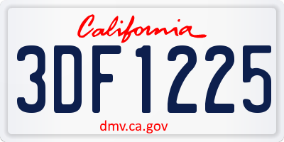 CA license plate 3DF1225