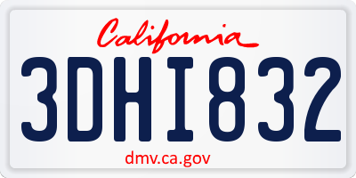 CA license plate 3DHI832