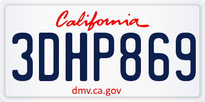 CA license plate 3DHP869