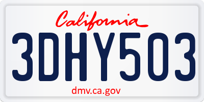 CA license plate 3DHY503