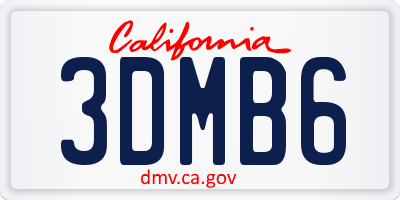 CA license plate 3DMB6