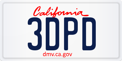 CA license plate 3DPD