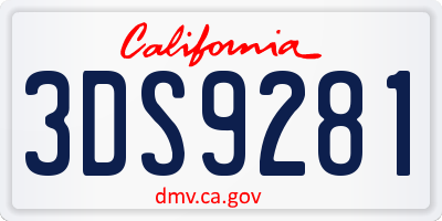 CA license plate 3DS9281