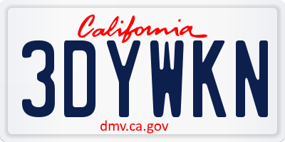 CA license plate 3DYWKN