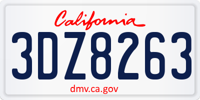 CA license plate 3DZ8263