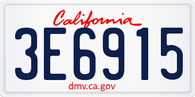 CA license plate 3E6915