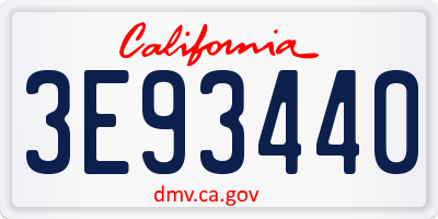 CA license plate 3E93440