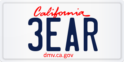 CA license plate 3EAR